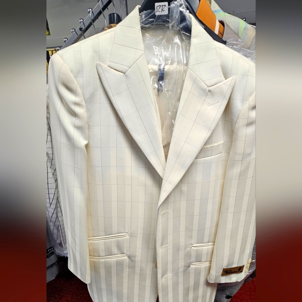 Boys suit silver check design